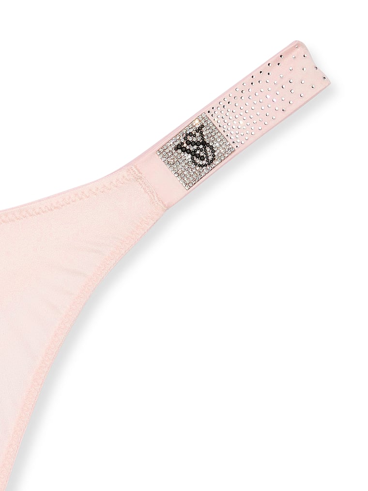 String Lisse À Lanières Brillantes Parsemées De Strass, Angel Pink, large