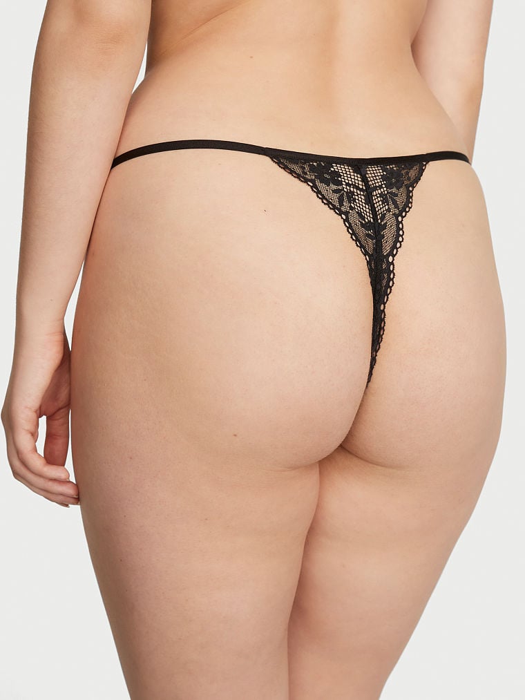 String En Dentelle Avec Lanières Réglables, Black, large