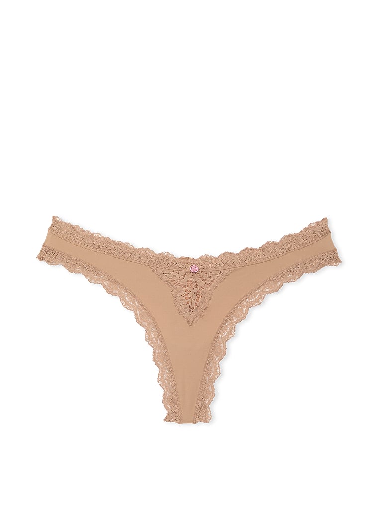 String Bordé De Dentelle, Praline, large