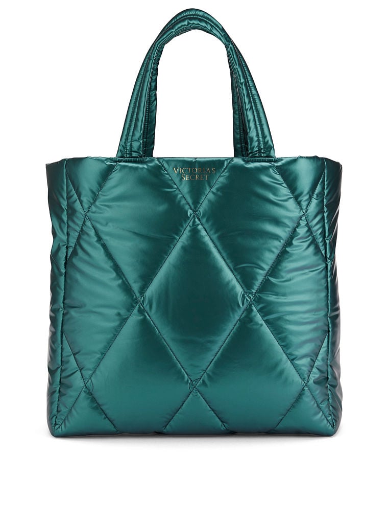 Sac Porté Épaule Matelassé En Duvet, Teal, large