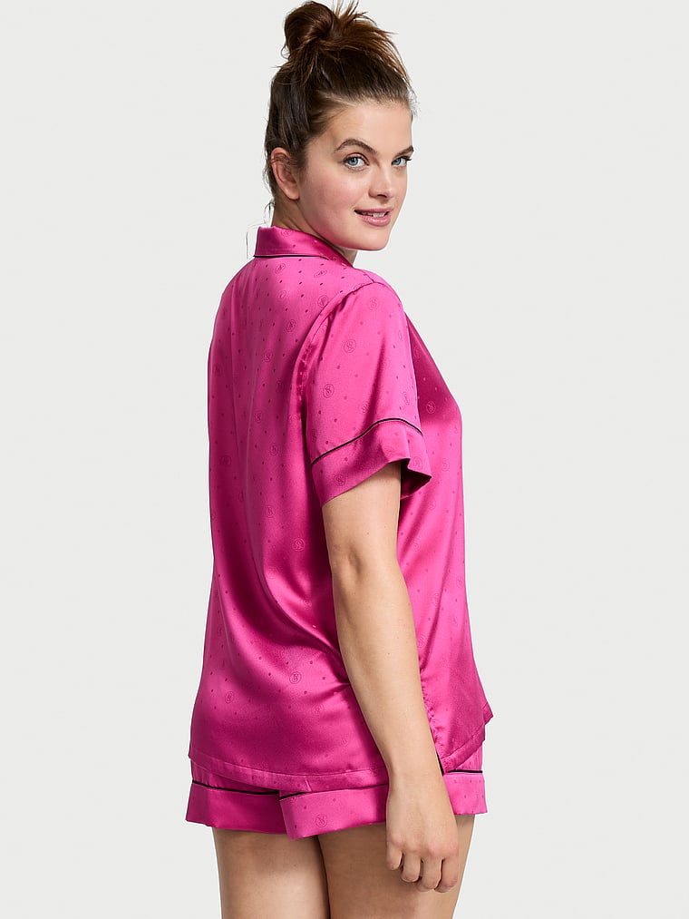 Ensemble Pyjama Court En Satin, Pink, large