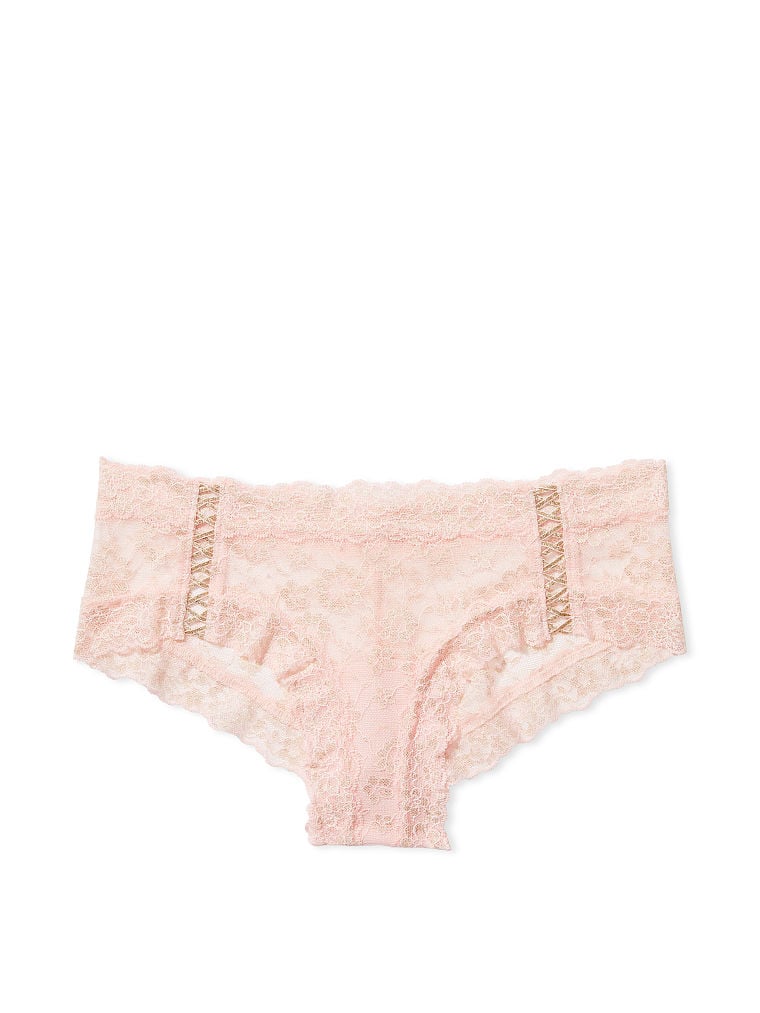 Culotte Sexy En Dentelle Scintillante Avec Laçages, Purest Pink Shimmer, large