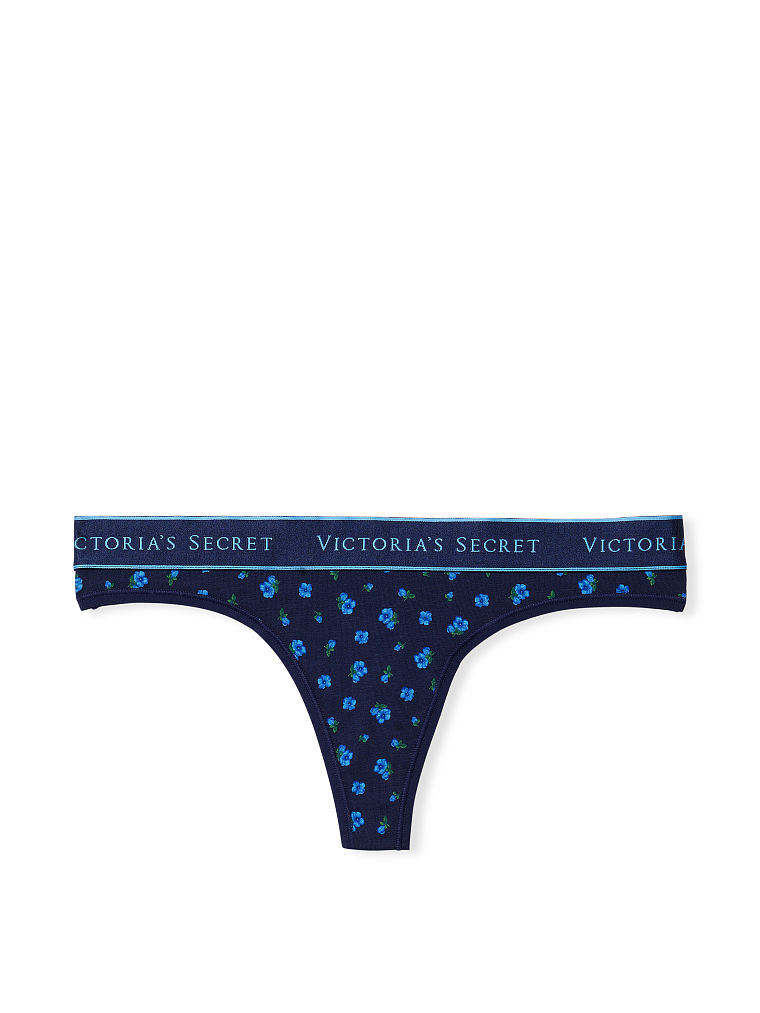 String En Coton Avec Logo, Noir Navy Petite Ditsy Floral, large