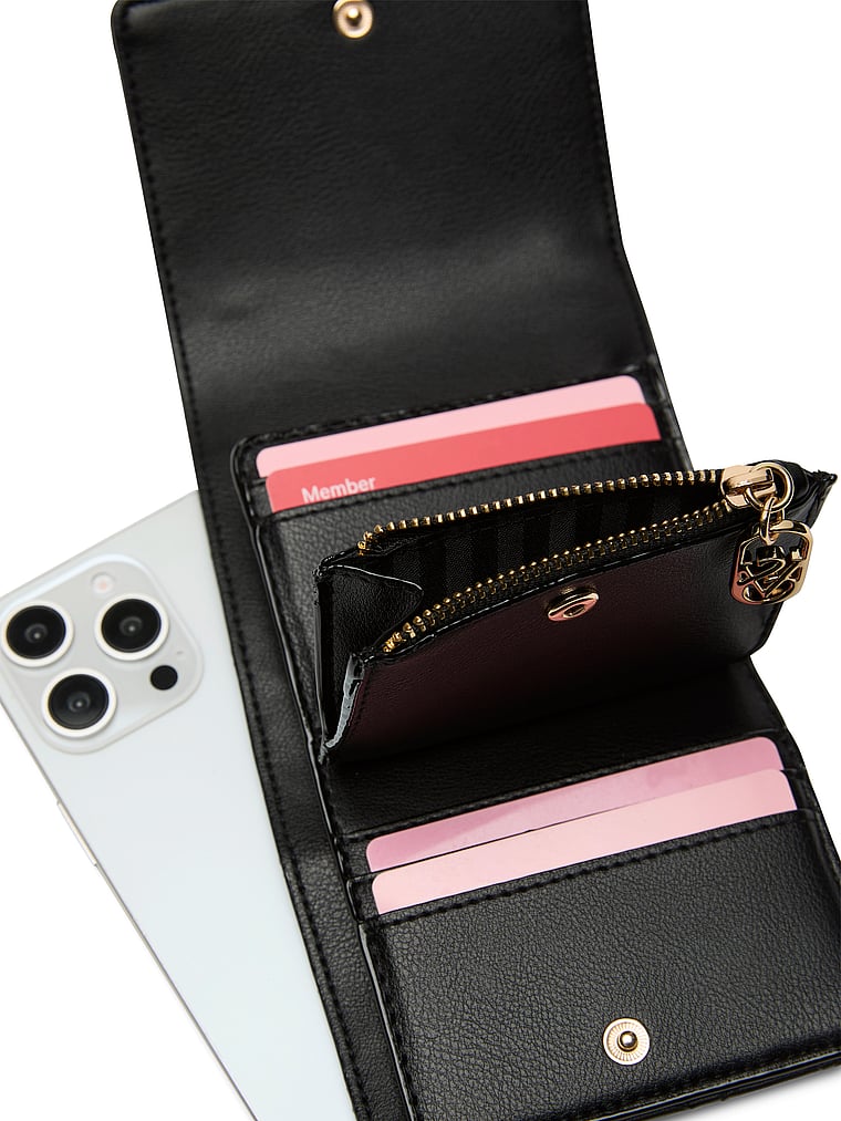 Small Flap Wallet, Black Woven, large