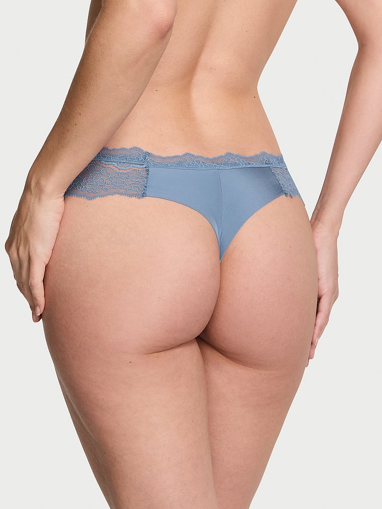 String Bordé De Dentelle, Faded Denim, large