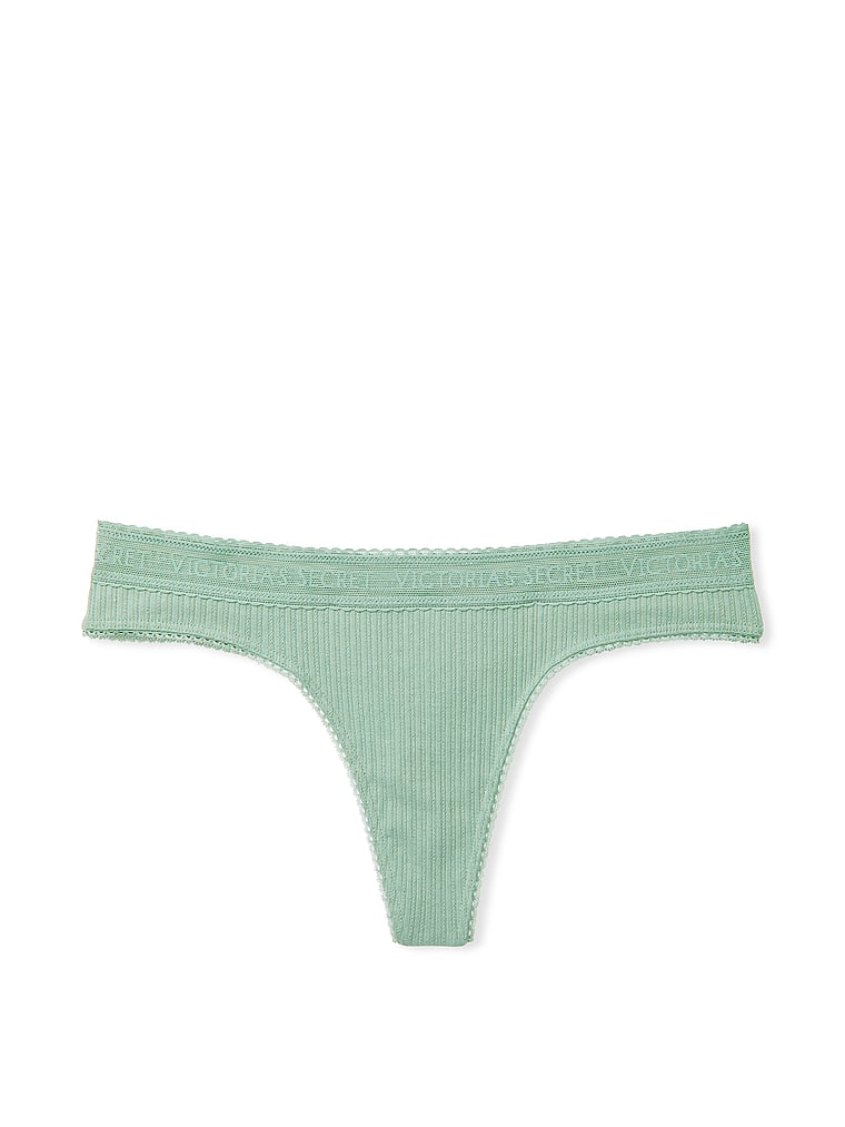 String En Coton Motif Logo Avec Ceinture En Dentelle, Green, large