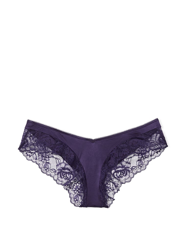 Culotte Sexy Échancrée Et Bordée De Dentelle Avec Motif De Roses, Amethyst, large