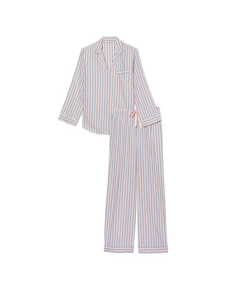 Ensemble Pyjama Long En Flanelle, Pink Blue Classic Stripe, large