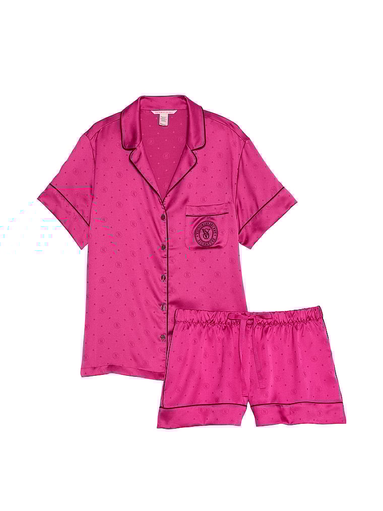 Ensemble Pyjama Court En Satin, Pink, large