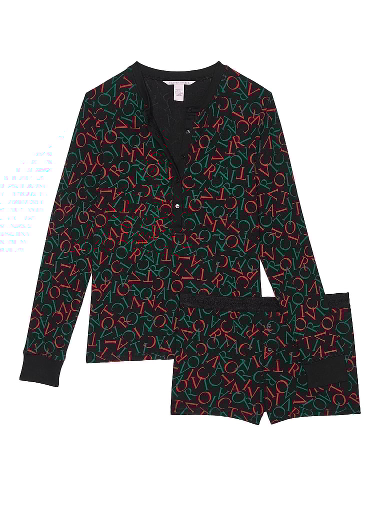 Ensemble Pyjama Thermique Court, BLACK TOSSED  LOGO, large