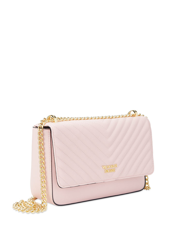 Sac Bandoulière Texturé Matelassé En V, Blush, large