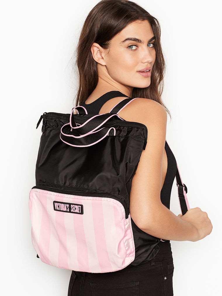 Sac À Dos Pliable À Rayure Avec Logo, Signature Stripe, large