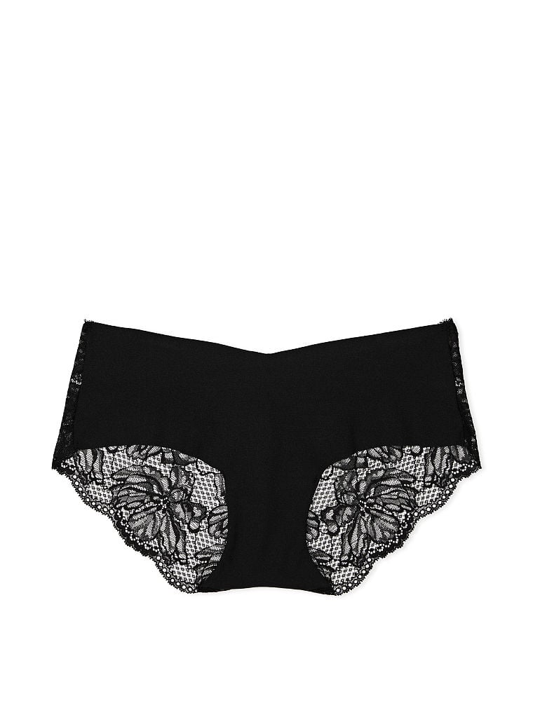 Lace-back No-show Hiphugger Panty, Black, large