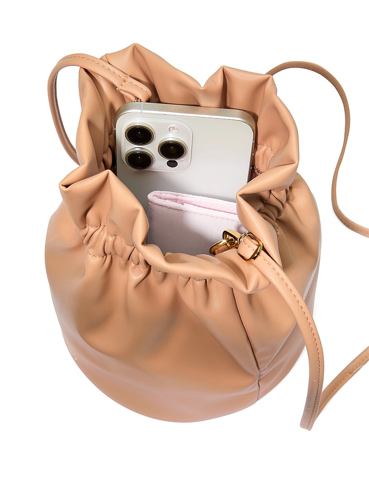 BARE DRAWSTRING  BAG, Praline, large