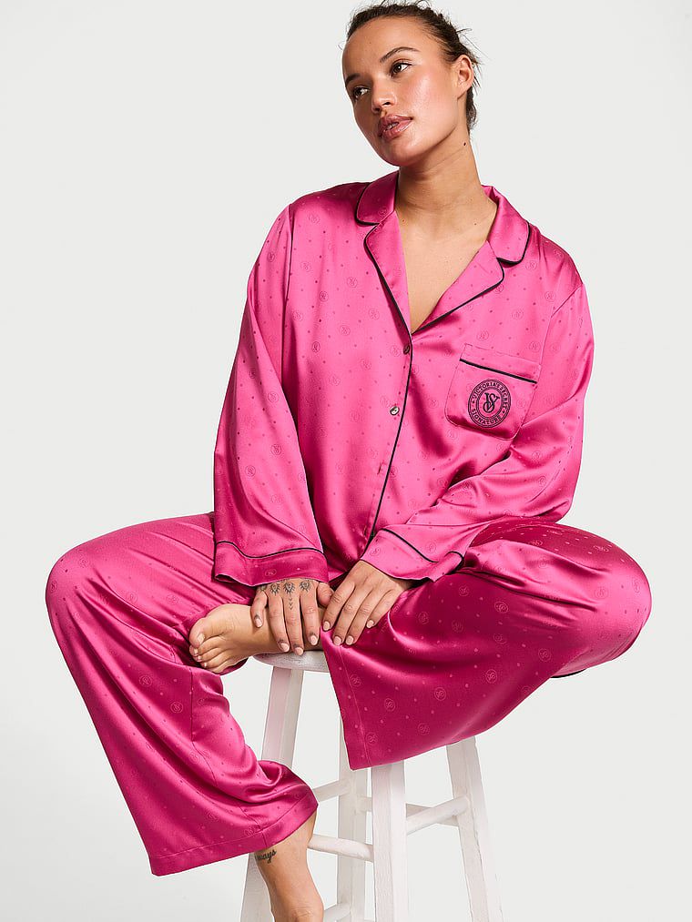 Ensemble Pyjama Long En Satin, Luscious Rose, large