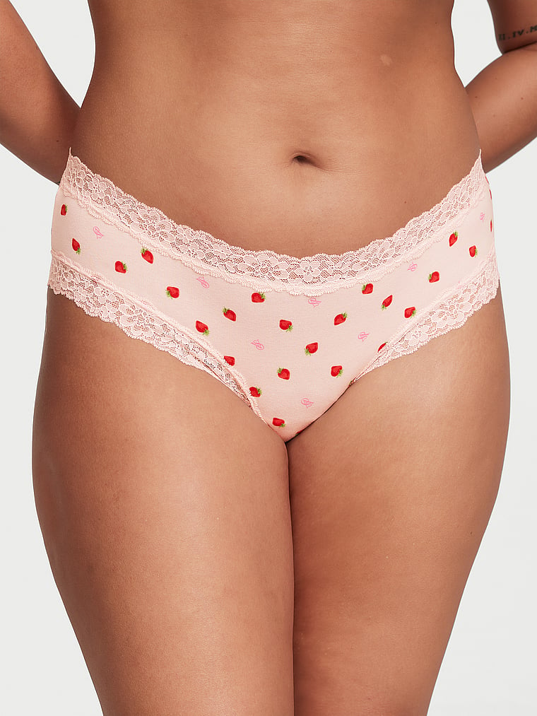 Culotte En Coton Et Dentelle, Purest Pink Strawberries, large