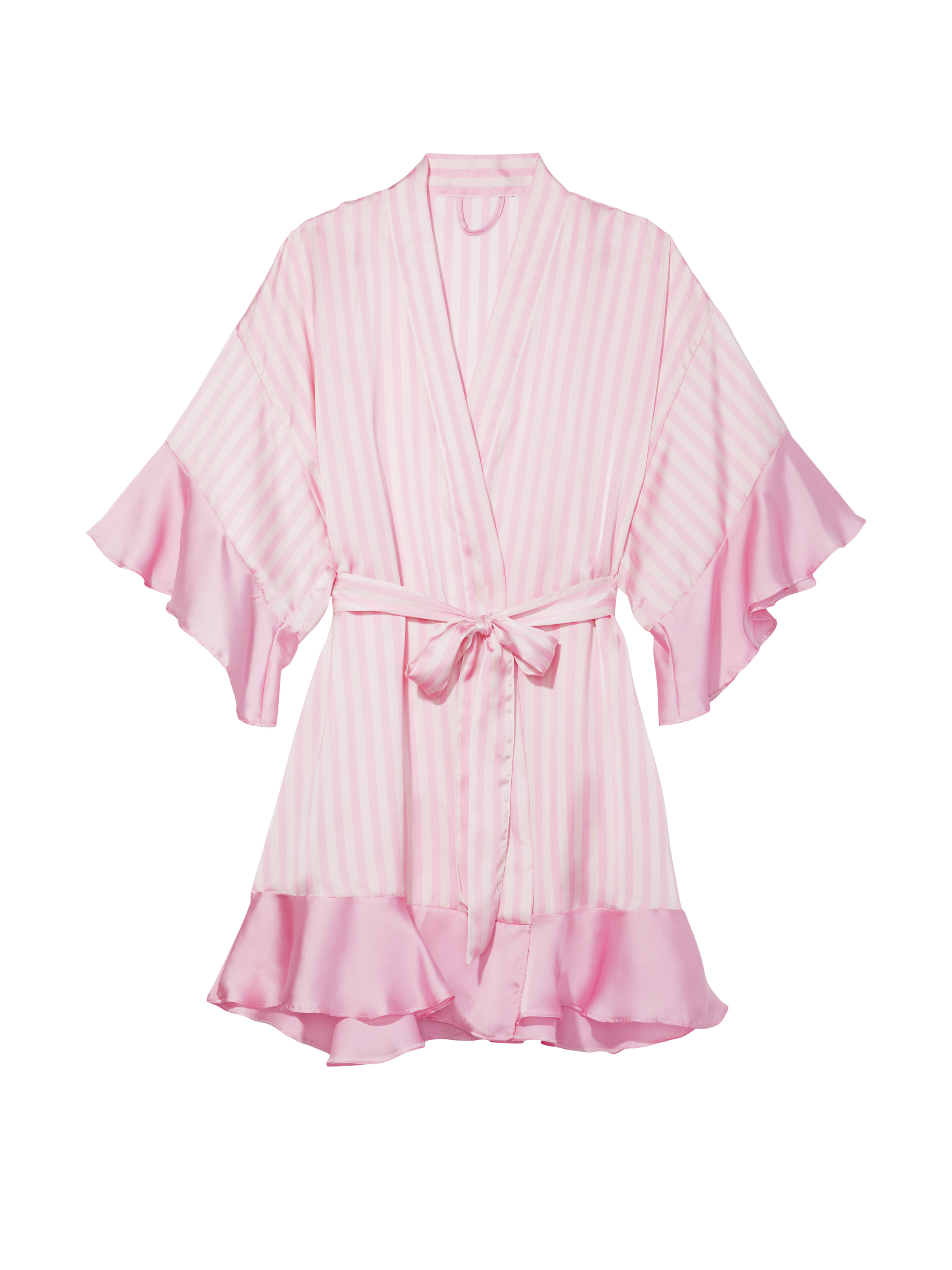 Kimono Volanté En Satin, Angel Pink Stripe, large