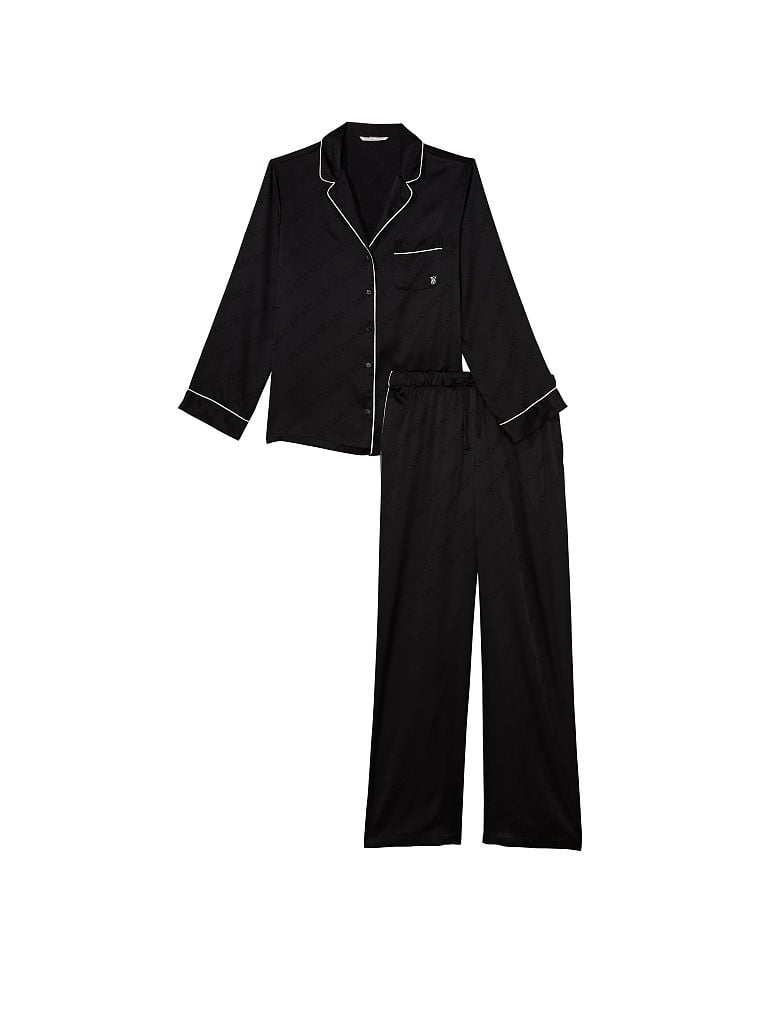 Ensemble Pyjama Long En Satin, Black, large