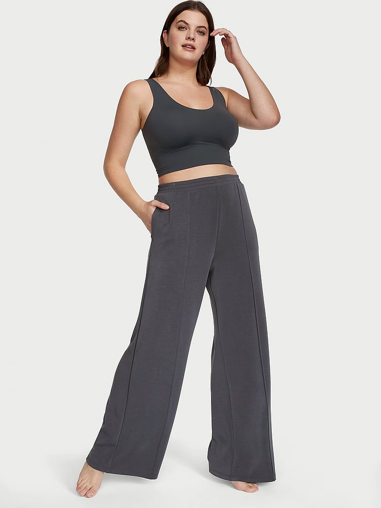 Sandwash Wide-leg Pants, Grey, large