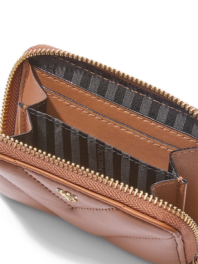 Small Wallet With Zip, Brown, large