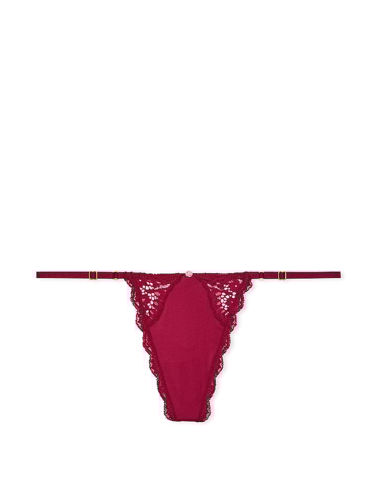 V-string Ajustable Avec Détails En Dentelle, Campari Red, large