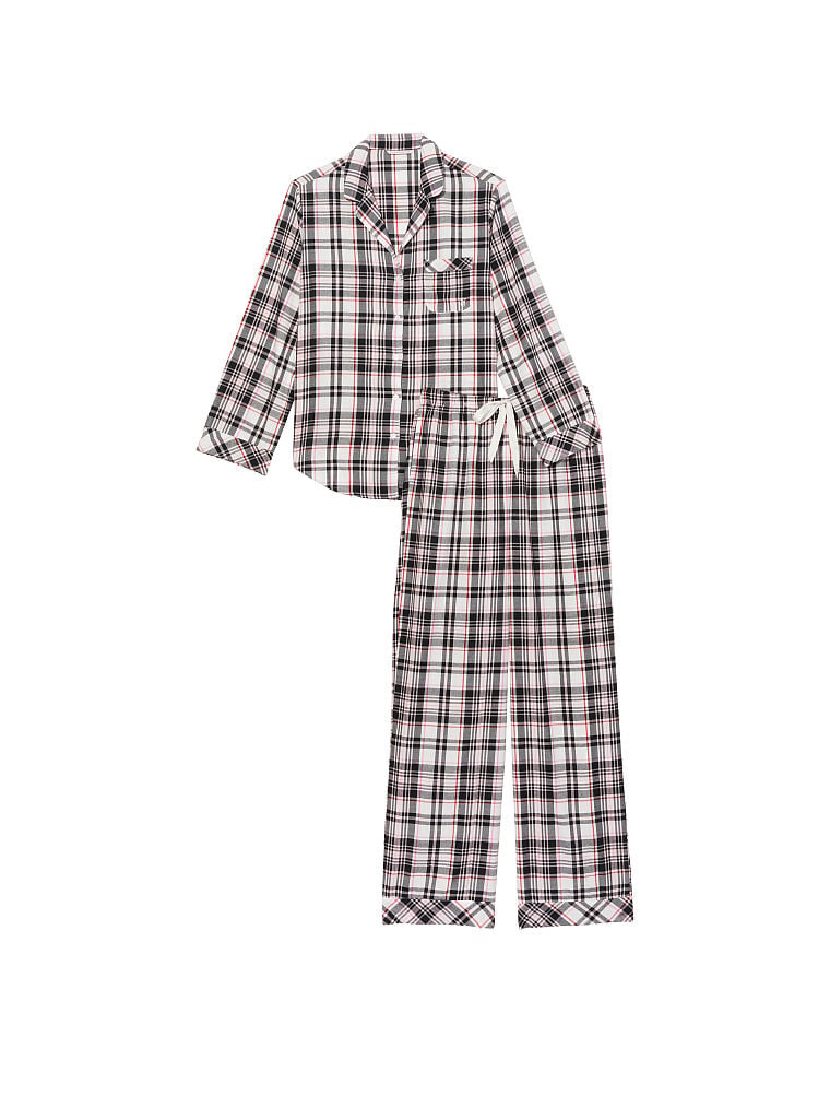 Ensemble Pyjama Long En Flanelle, White/Lipstick Heritage Plaid, large