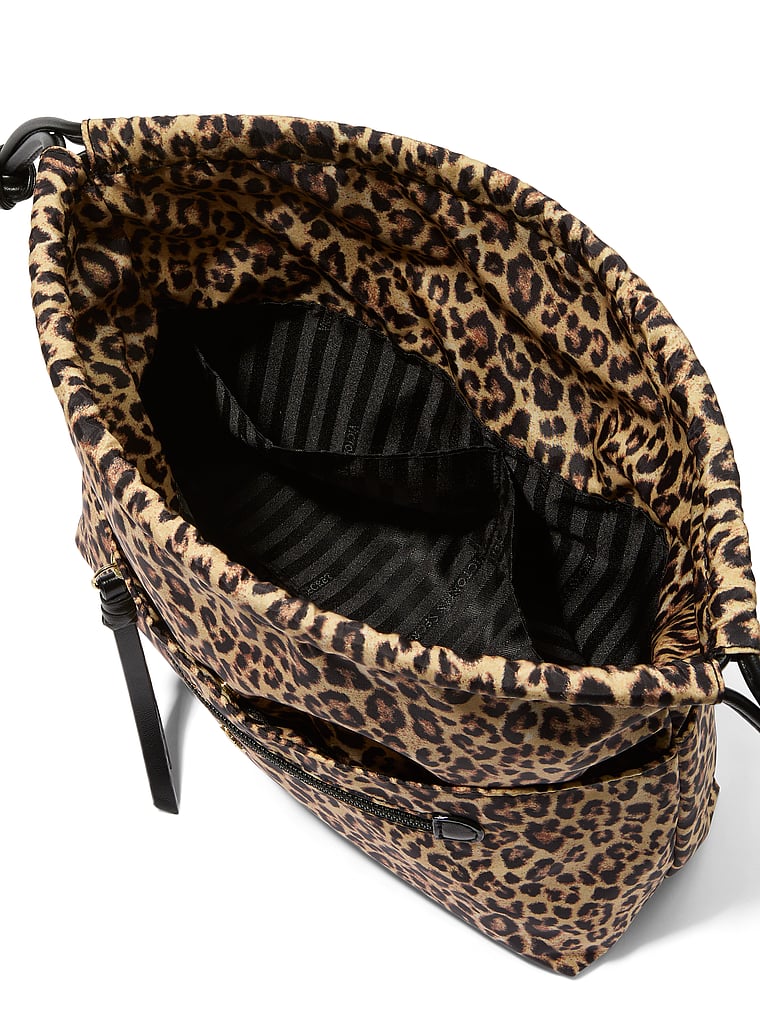 Cinched Travel Beauty Organizer Bag, Leopard, large