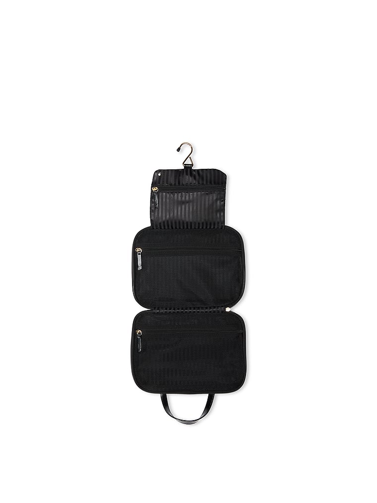 Travel Toiletry Bag, Black V-Quilt, large