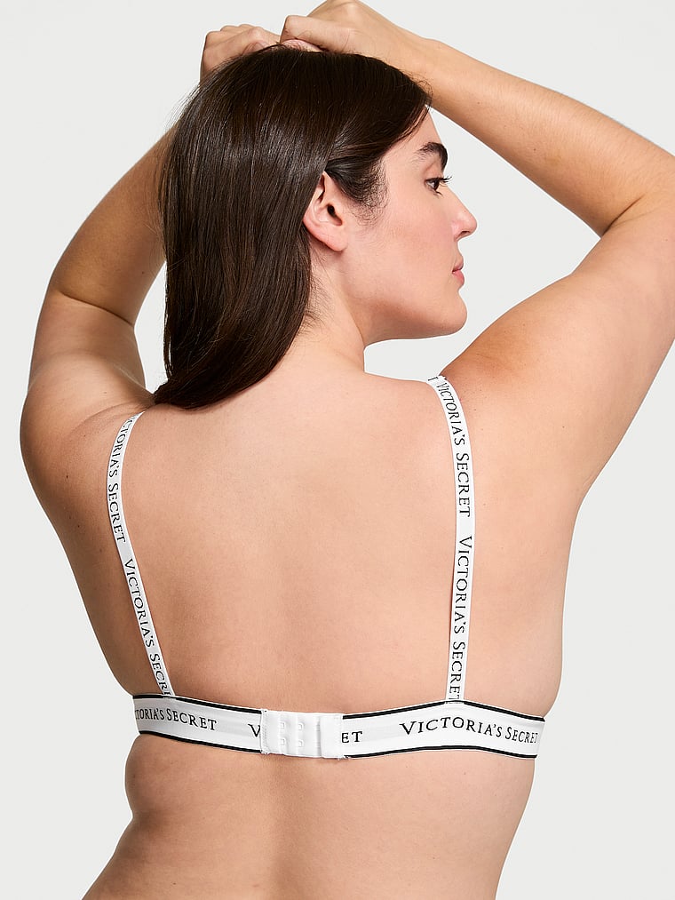 Bralette Plongeante En Coton Sans Armatures, Black, large