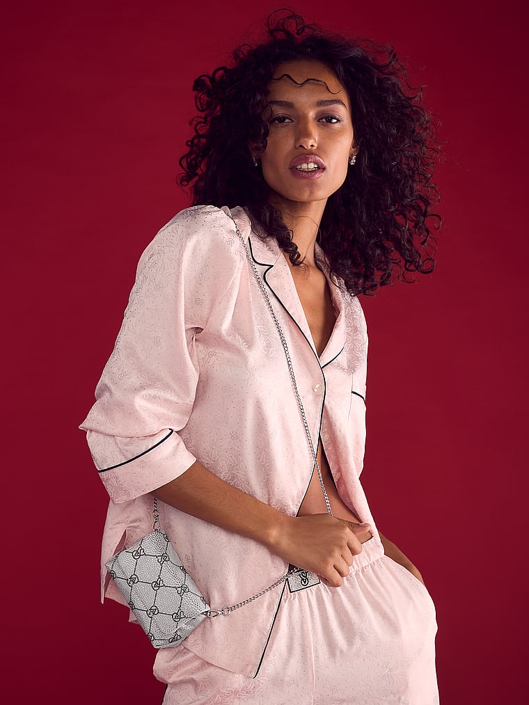 Micro Crossbody Bag, Silver Rhinestone, large