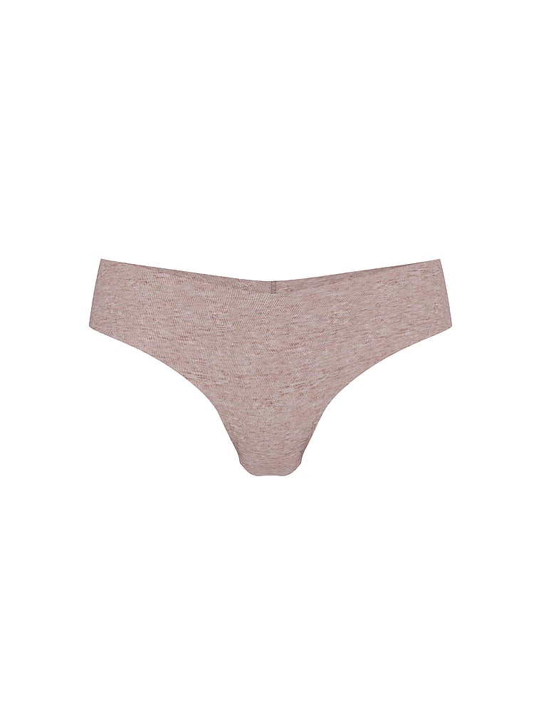 No-show Cotton Thong Panty, Heather Cocoa Blush, large