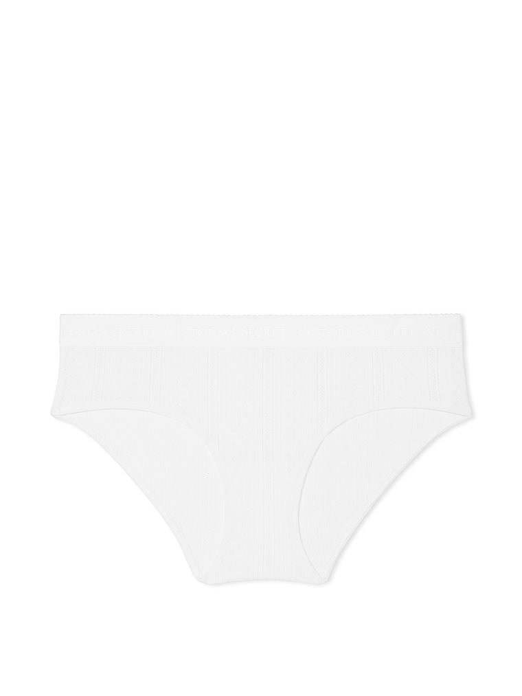 Culotte Haute En Pointelle Avec Ceinture Logotée, Vs White, large