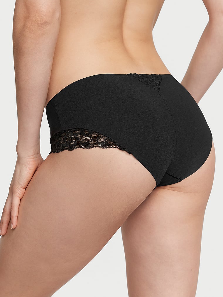 Culotte Haute Invisible Bordée De Dentelle, Black, large