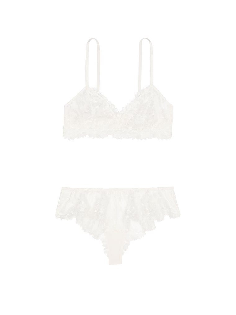 Boho Floral Embroidery Bralette & Panty Set, Coconut White, large