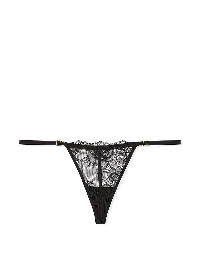 V-string Ajustable En Dentelle, Black, large