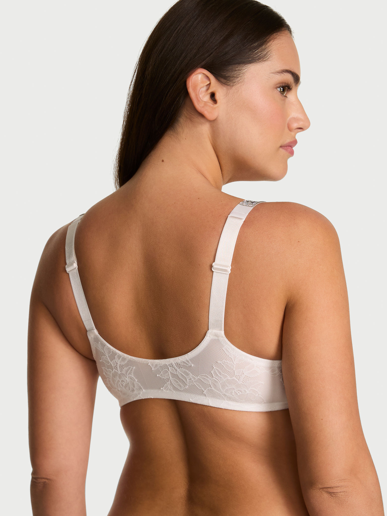 Shine Strap Lace Scoop Bralette, Coconut White, large