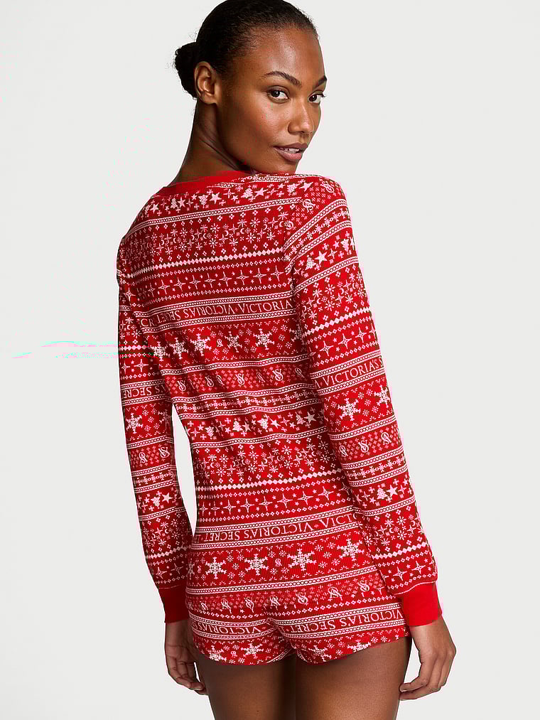 Ensemble Pyjama Thermique Court, LIPSTICK FAIR ISLE, large