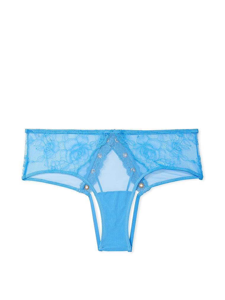 Culotte Ouverte À L’arrière Avec Œillets Et Dentelle Florale, Capri Blue, large