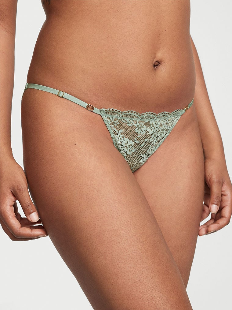 Slip Brésilien En Dentelle Avec Lanières Réglables, Seasalt Green Shimmer, large