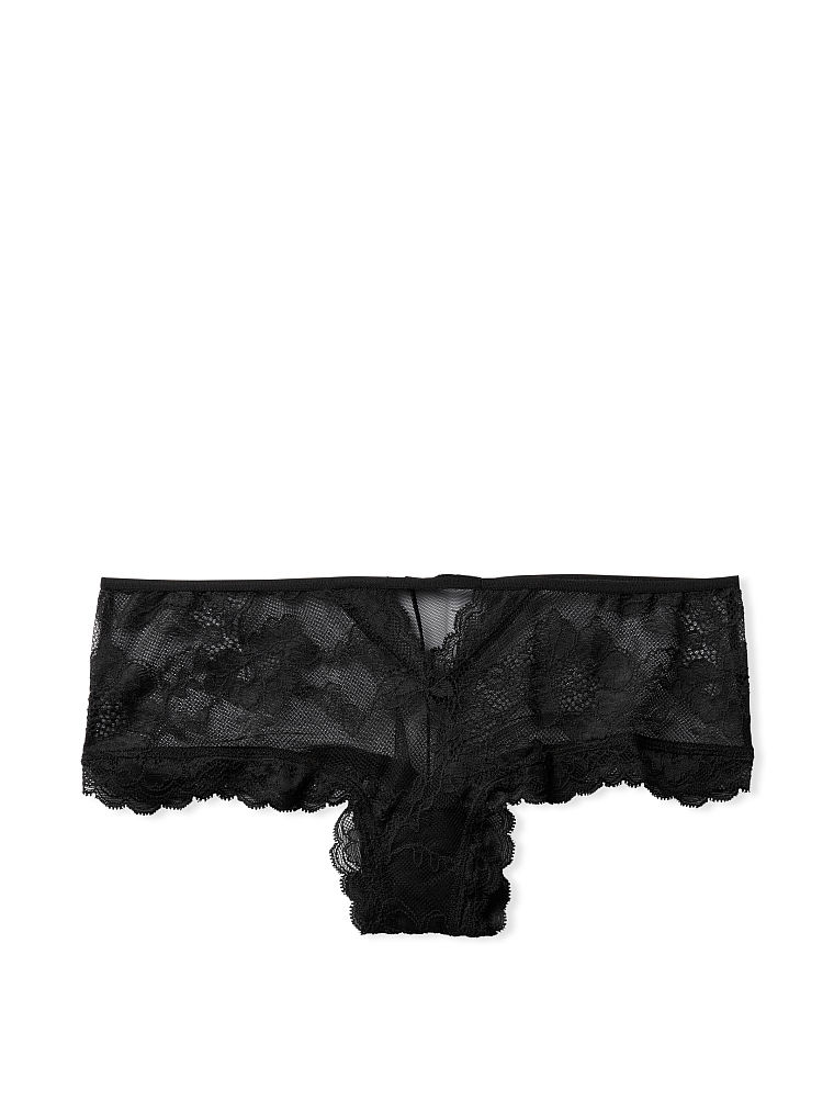 Tanga En Dentelle Et Tulle Transparent À Découpes, Black, large