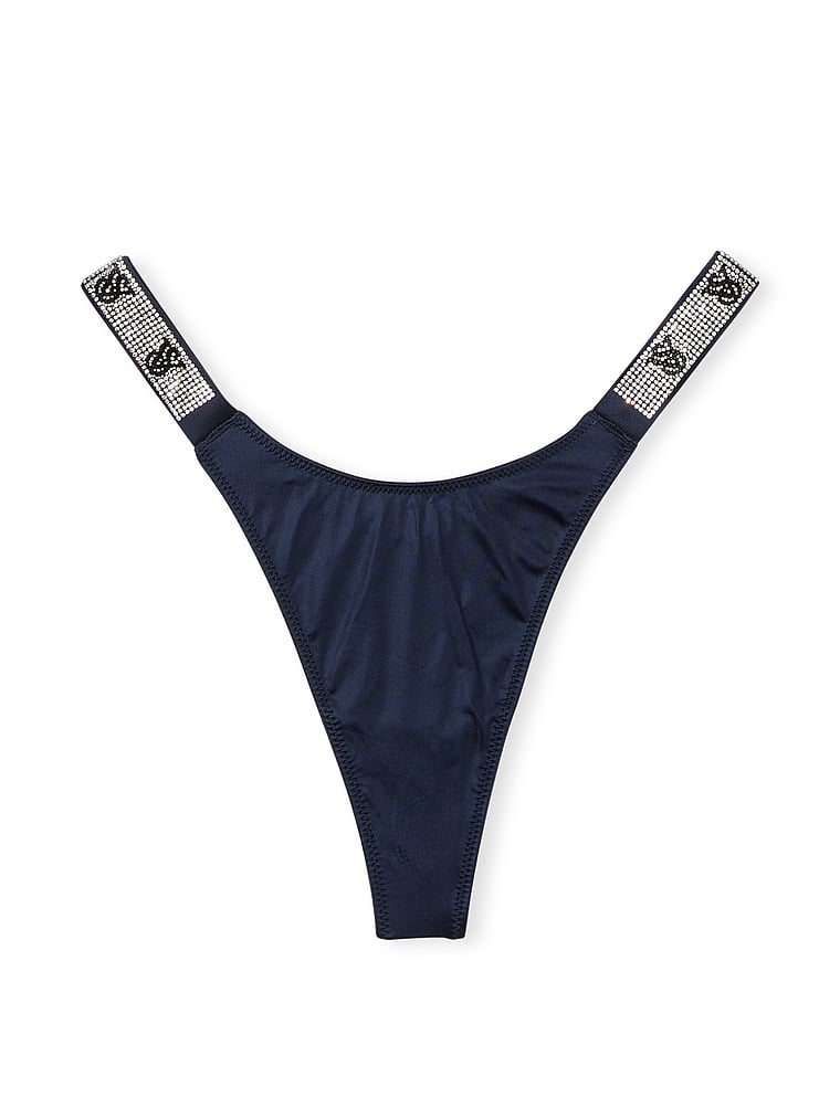 String À Lanières Brillantes, Noir Navy, large