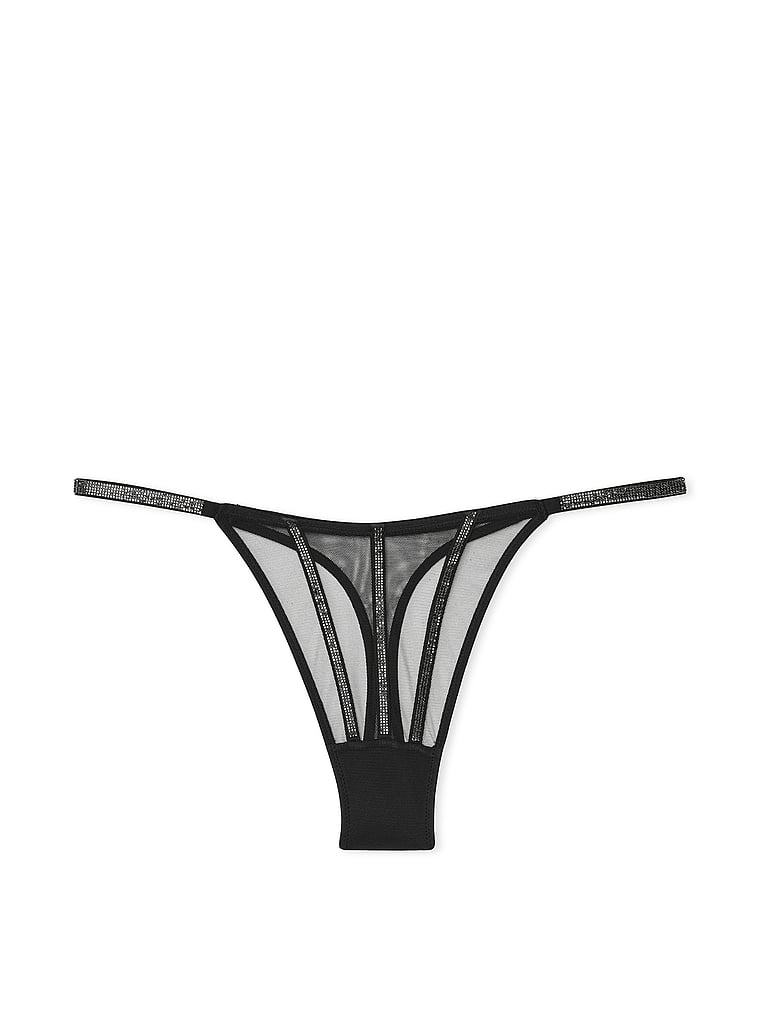 String En Maille Transparente Avec Strass, Black, large
