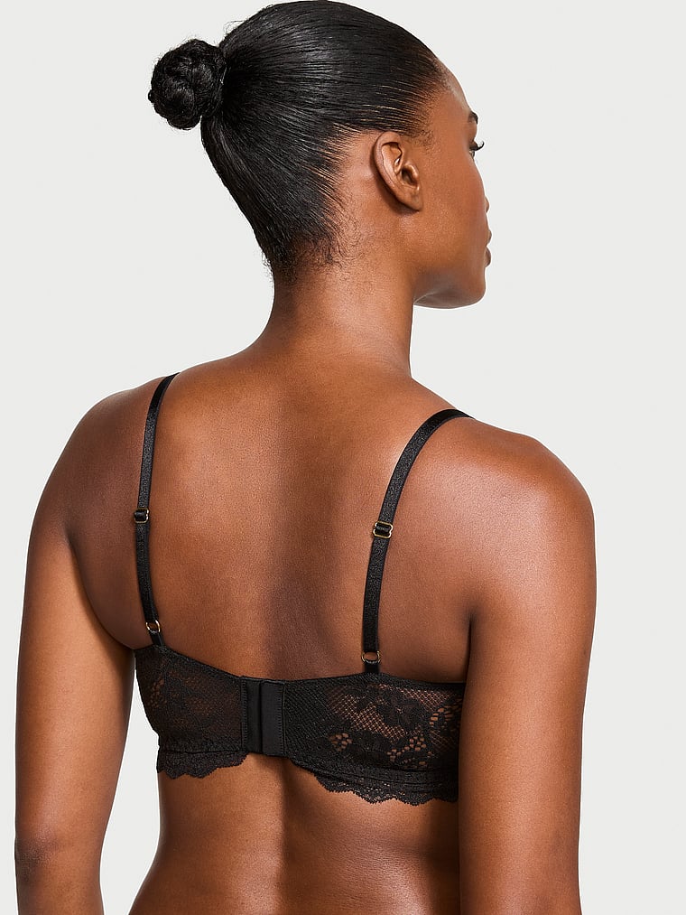 Soutien-gorge Bandeau En Dentelle Légèrement Ampliforme, Black, large