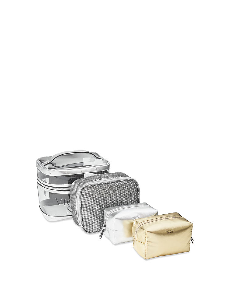 Metallic Sparkle 4-in-1 Beauty Bag Set, , large