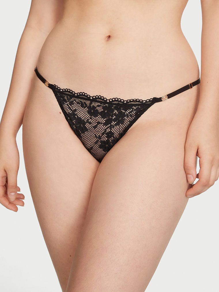 String En Dentelle Avec Lanières Réglables, Black, large