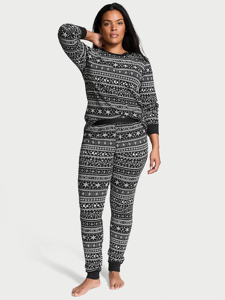 Ensemble Pyjama Thermique Long, BLACK  FAIR ISLE, large