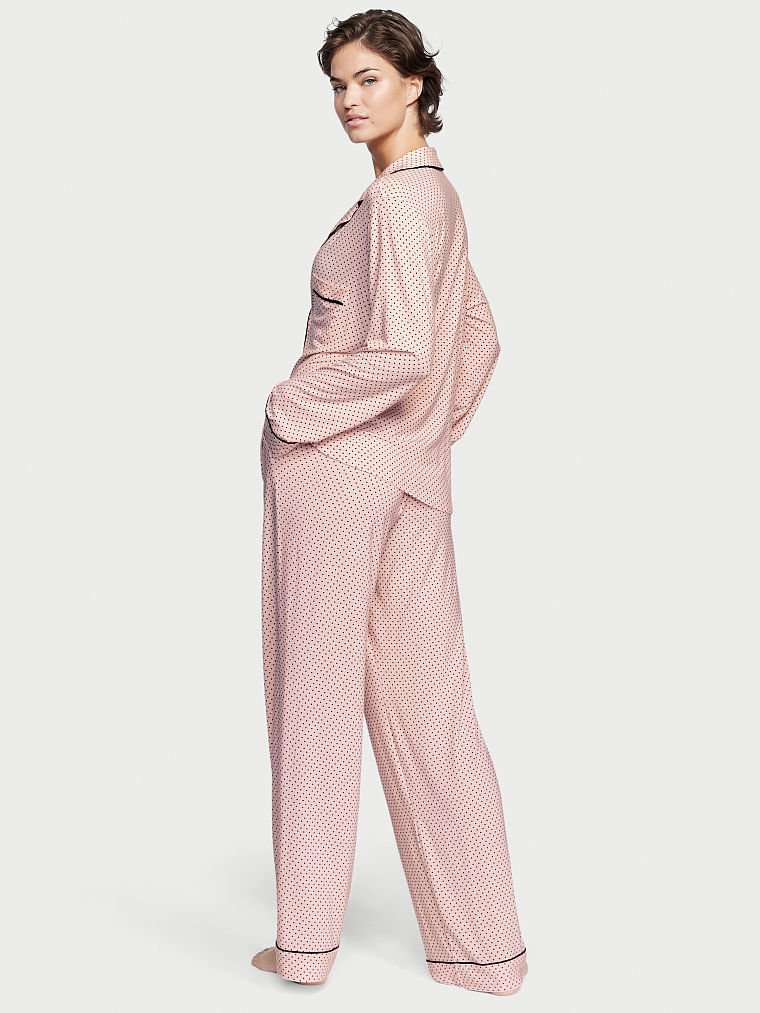 Modal Long Pajama Set, Purest Pink Dot, large