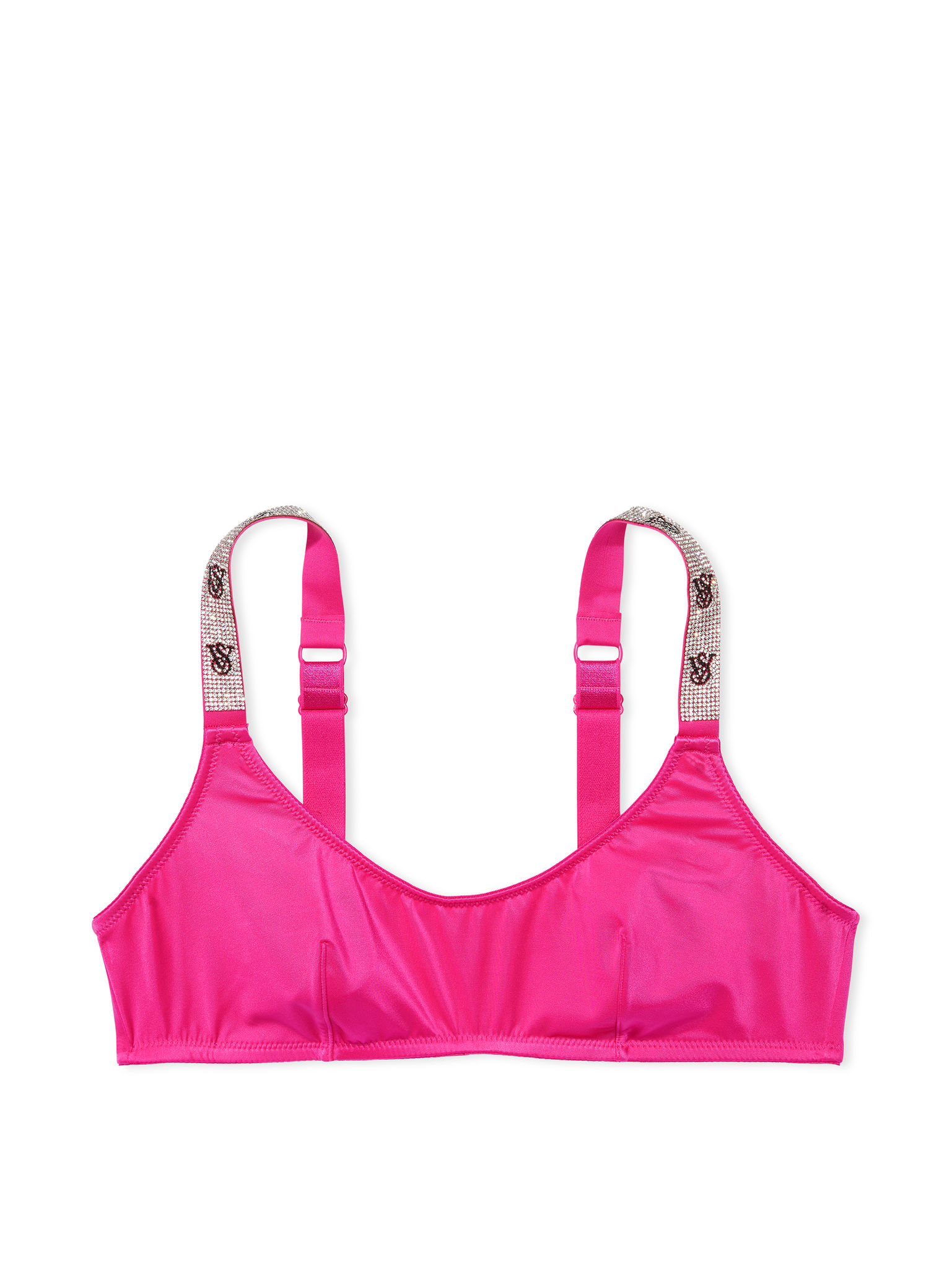 Brassière À Encolure Dégagée Avec Bretelles Brillantes, Hot Pink, large