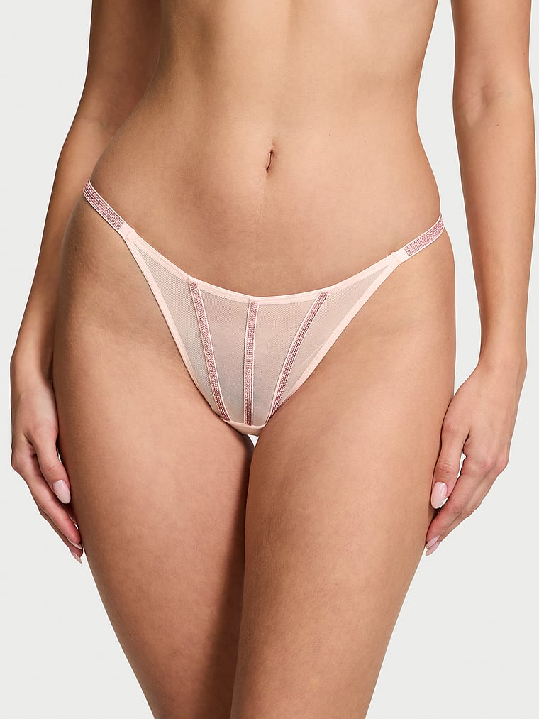 String En Maille Transparente Avec Strass, Angel Pink, large
