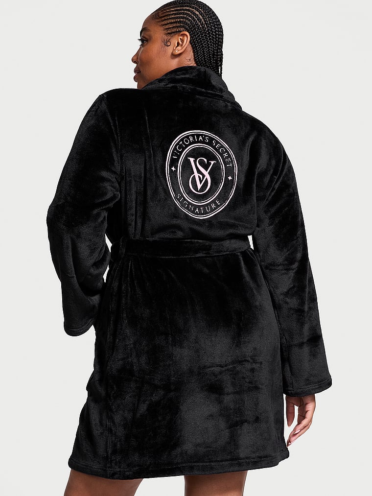 Robe De Chambre Courte Ultradouce, Black, large